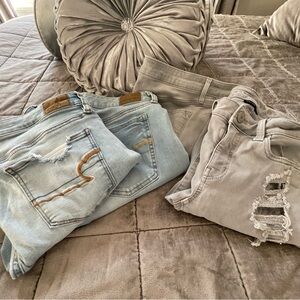American Eagle Outfitters Light Blue and Gray Women's Jeans